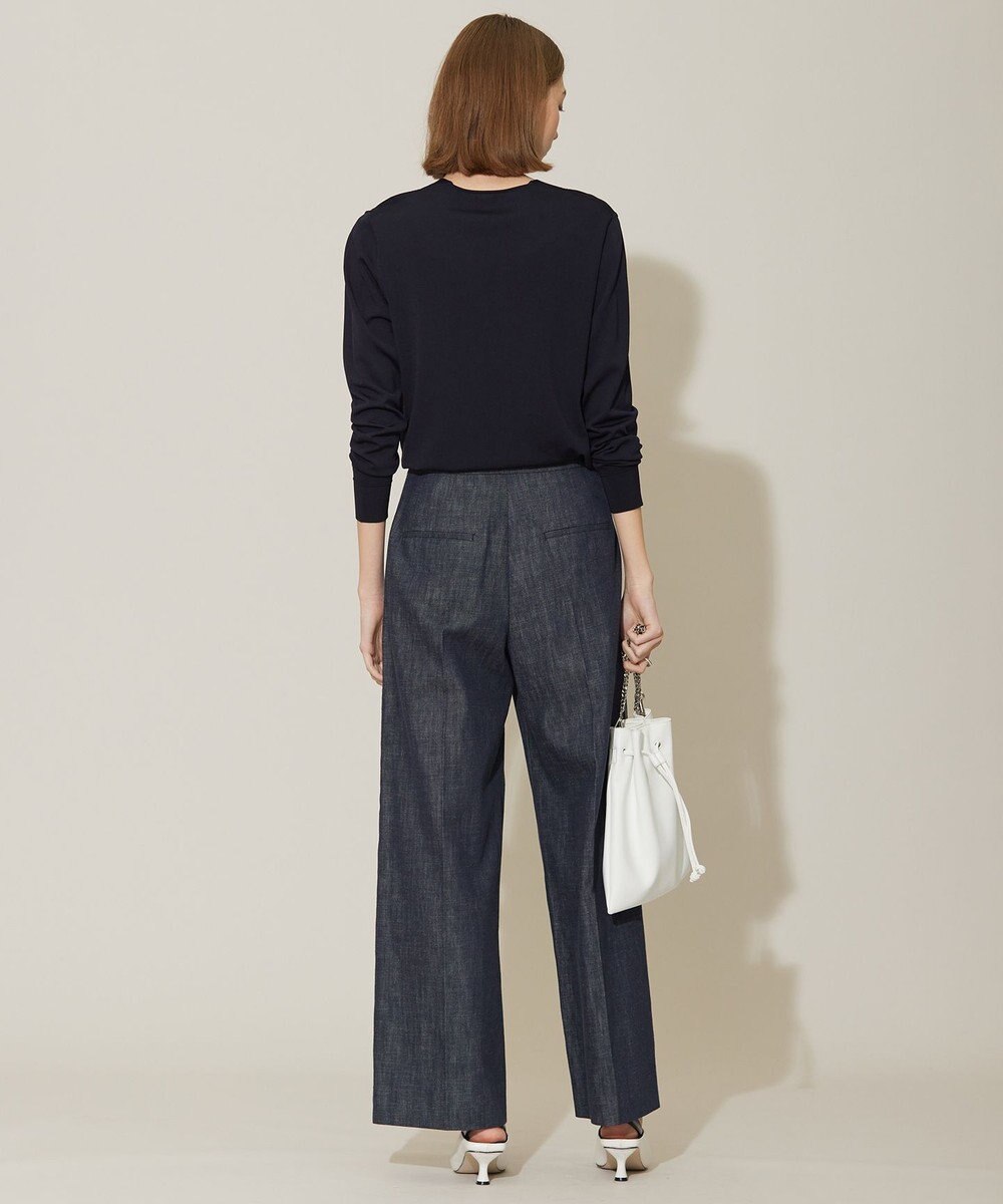 ICB L 【洗える】 コットンリアクティブデニム ワイドストレートパンツ 