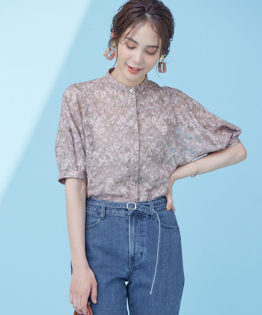 組曲 【WEB限定】フラワーボーダージャカードプリント ブラウス 