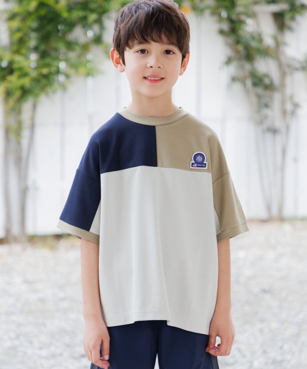 J.PRESS KIDS 【吸水速乾】【140-170cm】ポンチローマ トリコロール 切替Ｔシャツ 