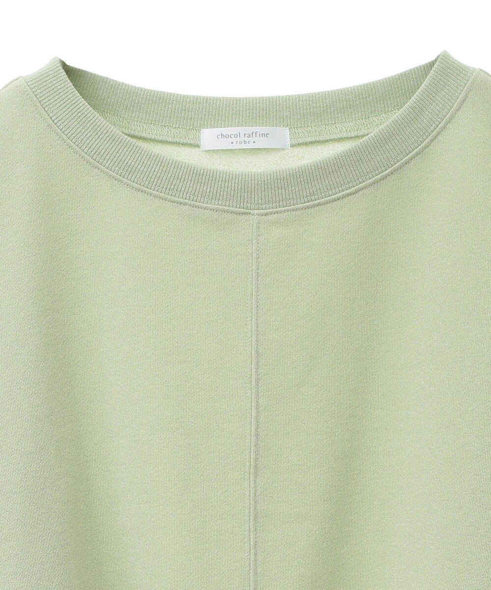 Green Parks ショート丈ラメ裏毛ボートネックプルオーバー 