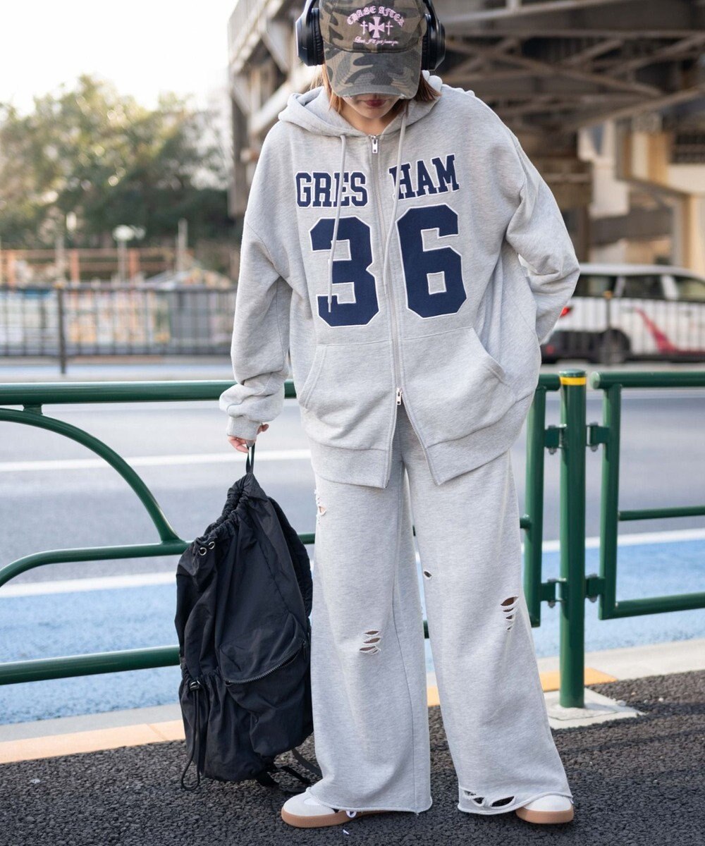 WEGO ナンバリングビッグジップパーカー 