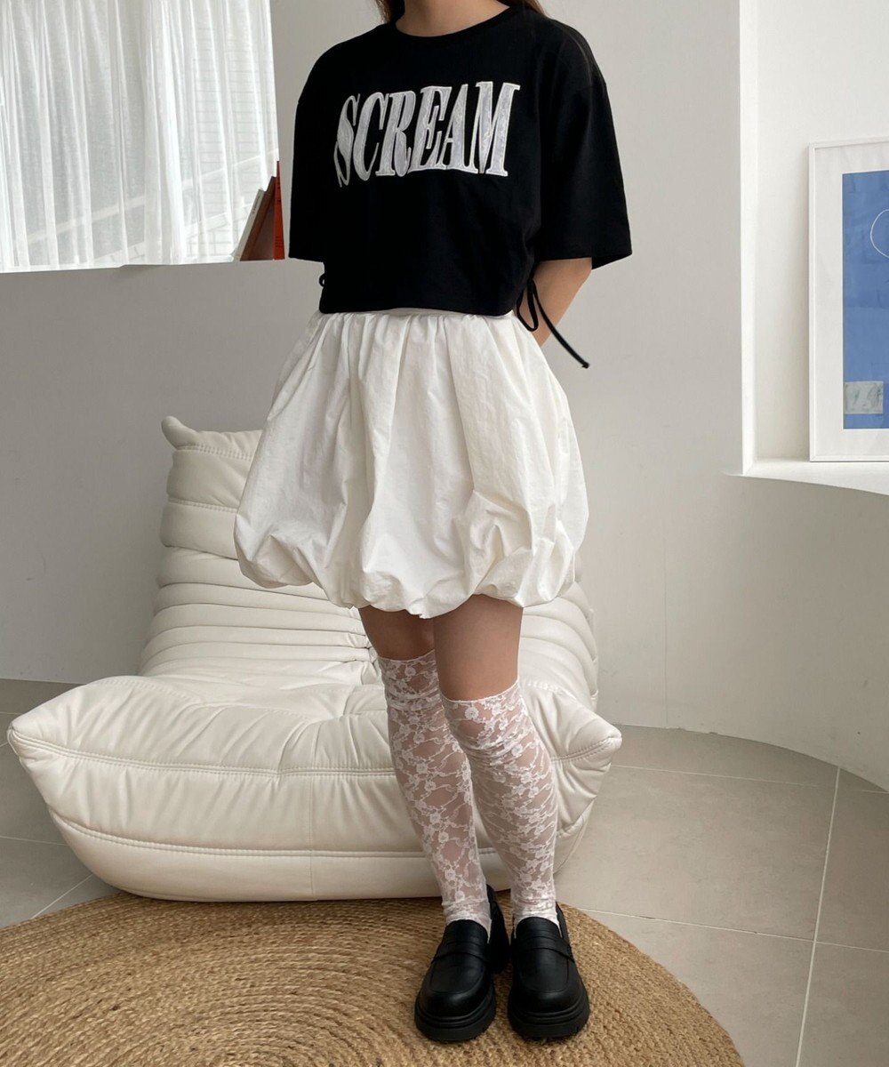 WEGO ロゴレースドロストショートT 