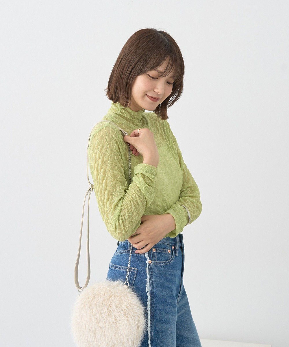 earth music&ecology ハイネックシアーうねうねプルオーバー 