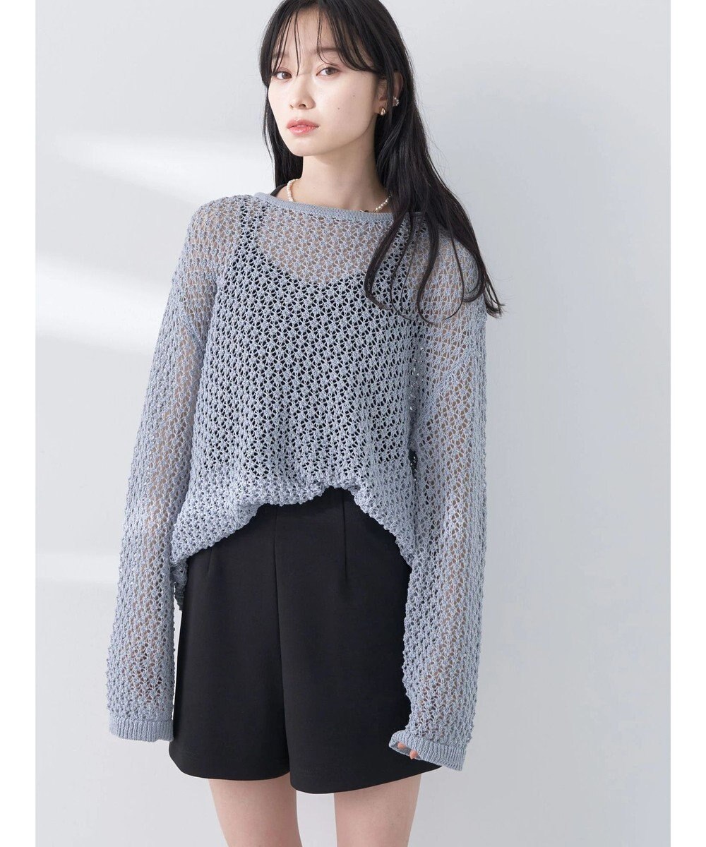 earth music&ecology メッシュ編みニットプルオーバー 