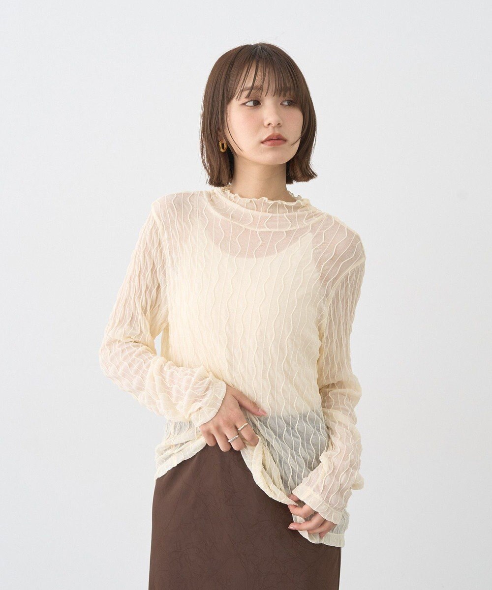 earth music&ecology ハイネックシアーうねうねプルオーバー 