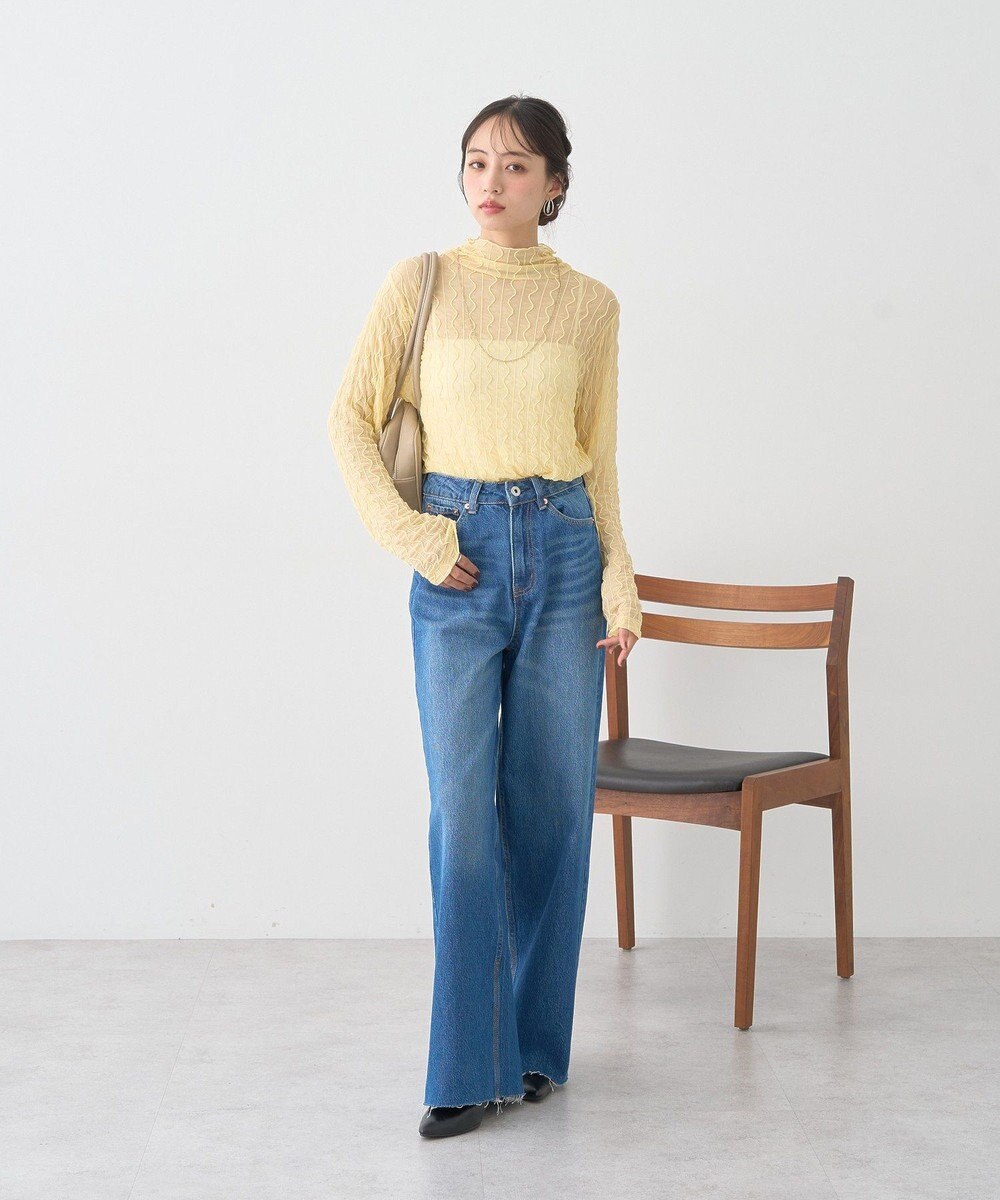 earth music&ecology ハイネックシアーうねうねプルオーバー 