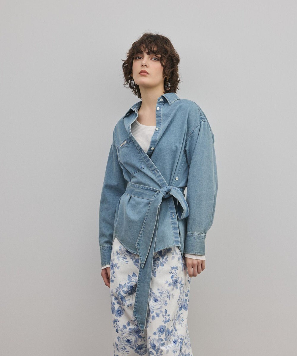 GRACE CONTINENTAL デニムボウタイシャツ 