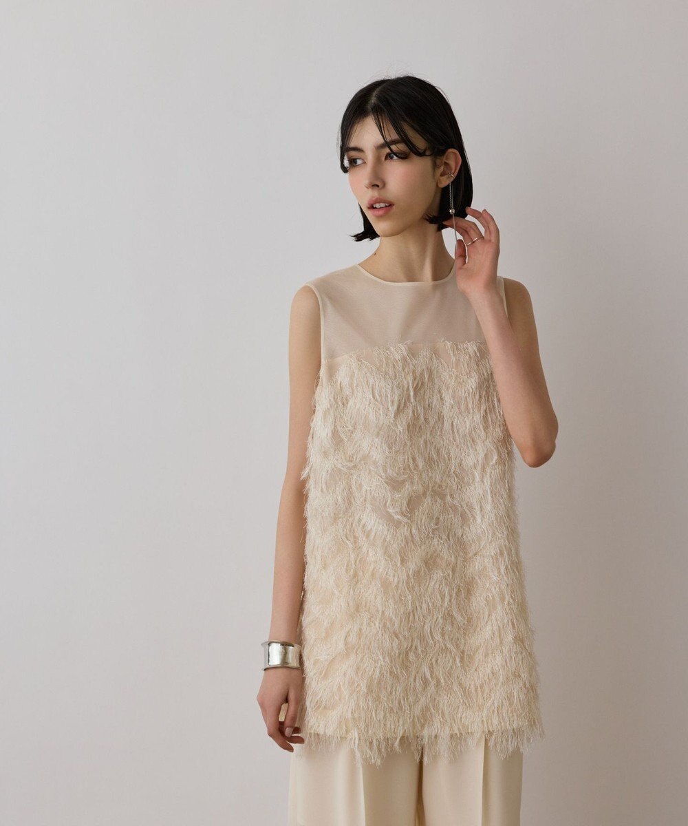 GRACE CONTINENTAL シアーフリンジノースリーブ 