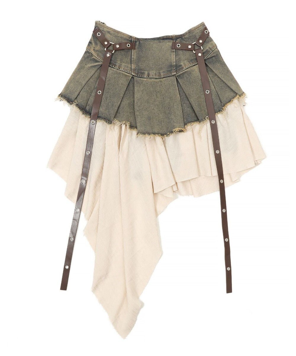 WEGO イレギュラーヘムデニムスカパン 