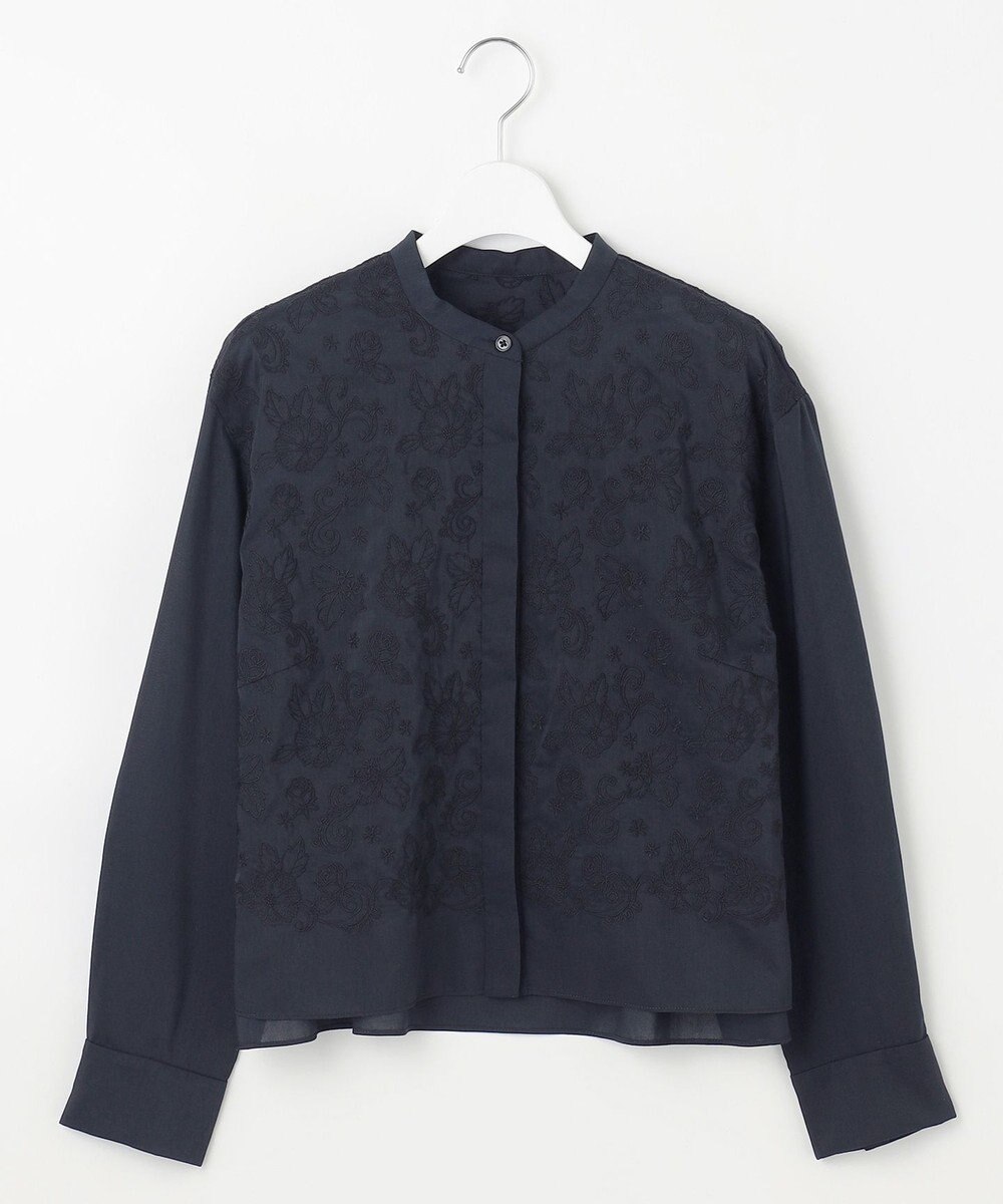 自由区 L 【洗える】シアーエンブロイダリークロップド丈 ブラウス 