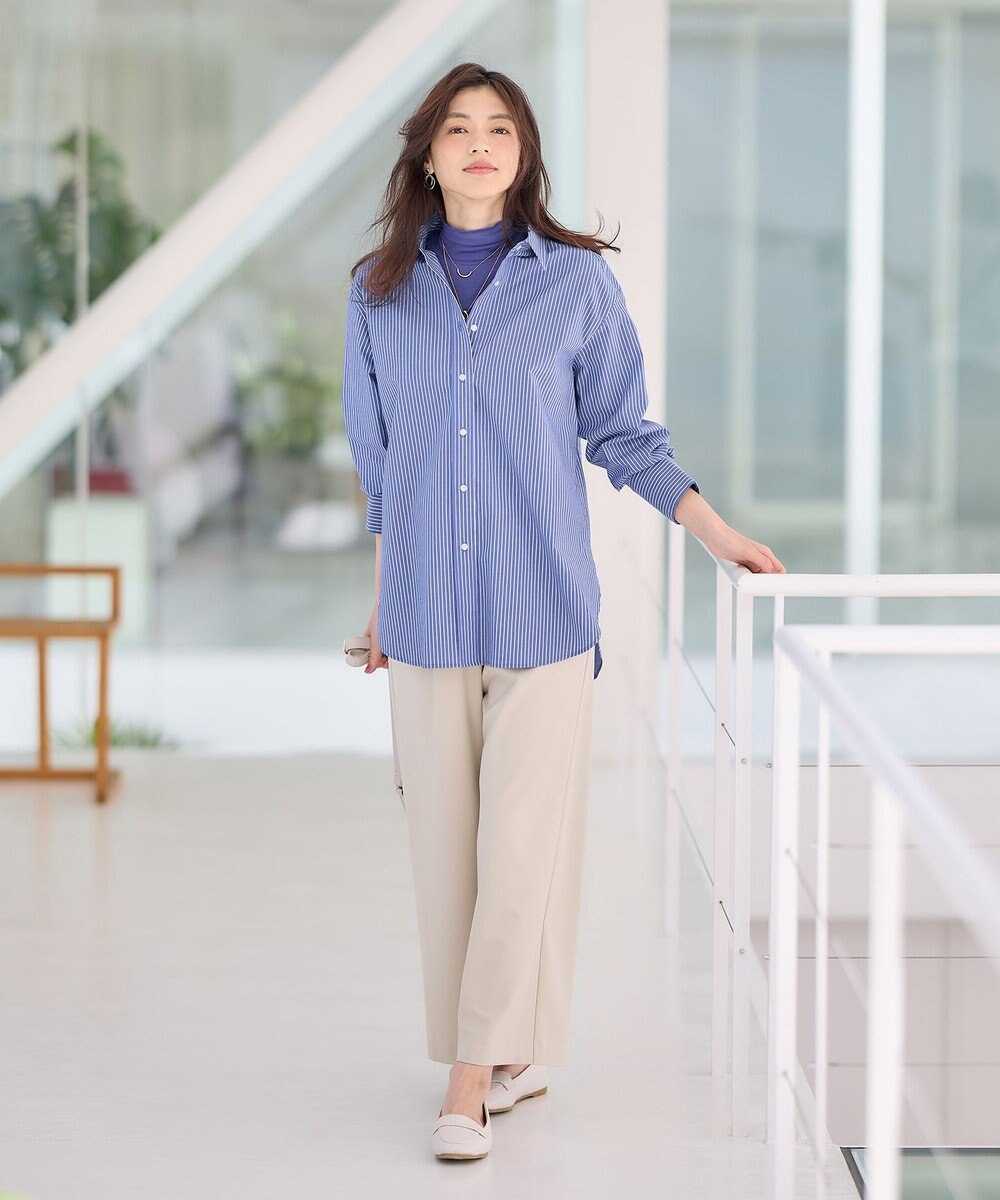 ANY L 【ウエストゴム/ストレッチ/セットアップ可】イージィケアストレッチワイドパンツ 