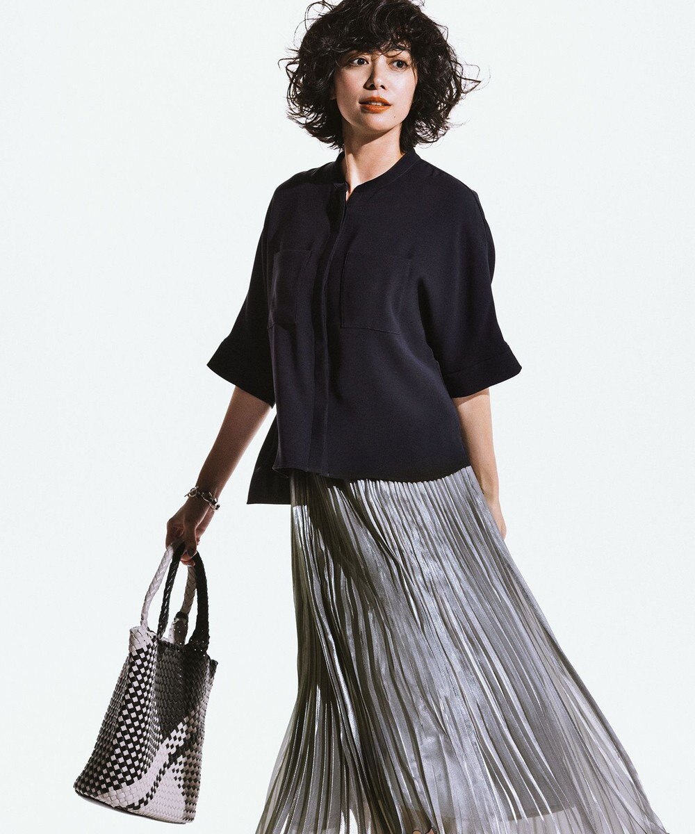 ICB L 【洗える】ライトダブルクロス クロップドシャツ 