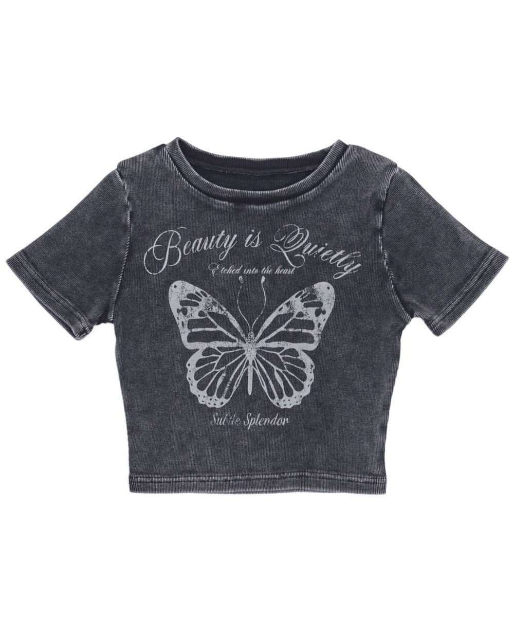 WEGO ヴィンテージウォッシュグラフィックリブT 