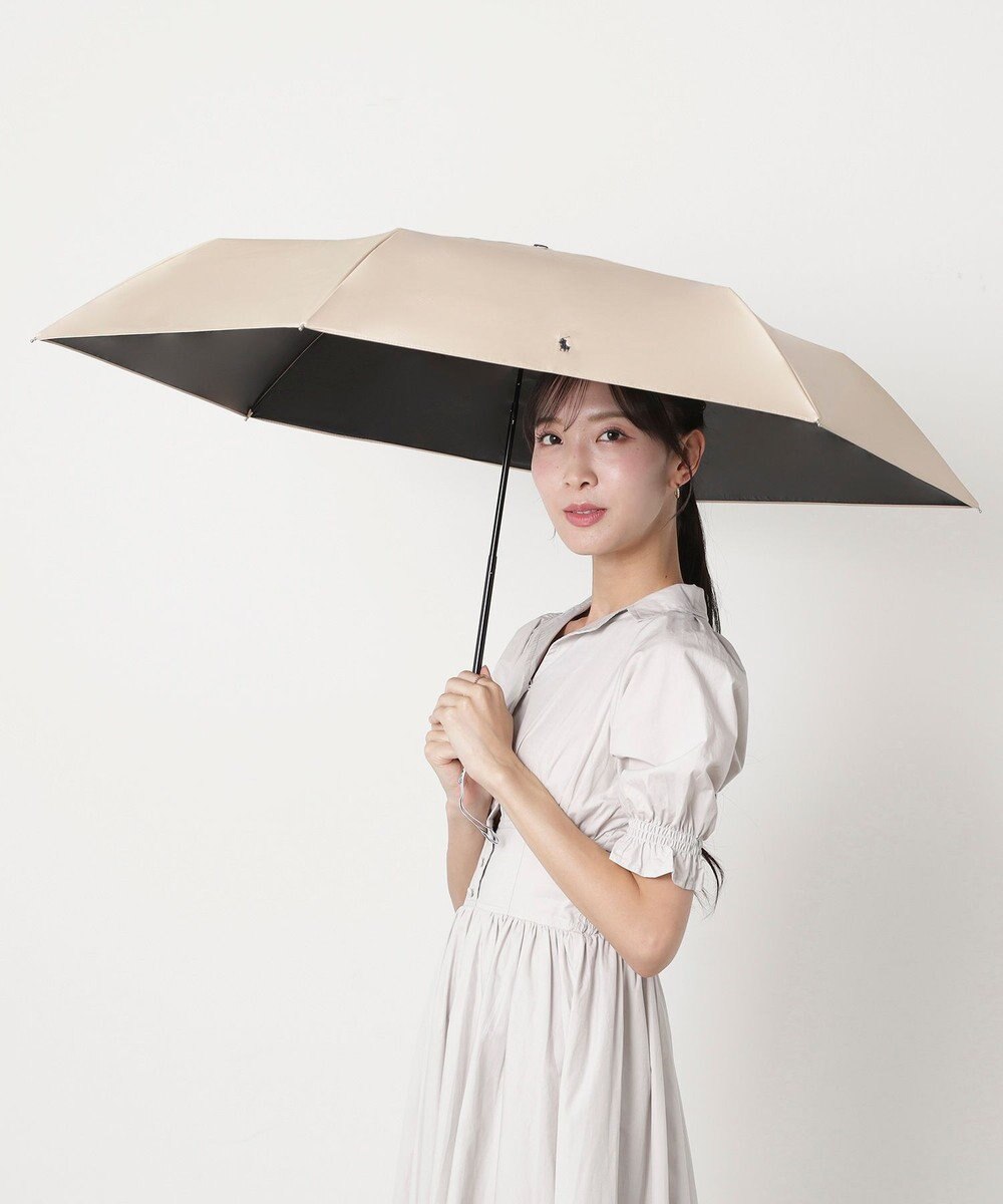 MOONBAT 【遮熱・遮光】POLO RALPH LAUREN(ポロ ラルフローレン)無地 PP刺繍 晴雨兼用 雨傘 折りたたみ傘 簡単開閉 
