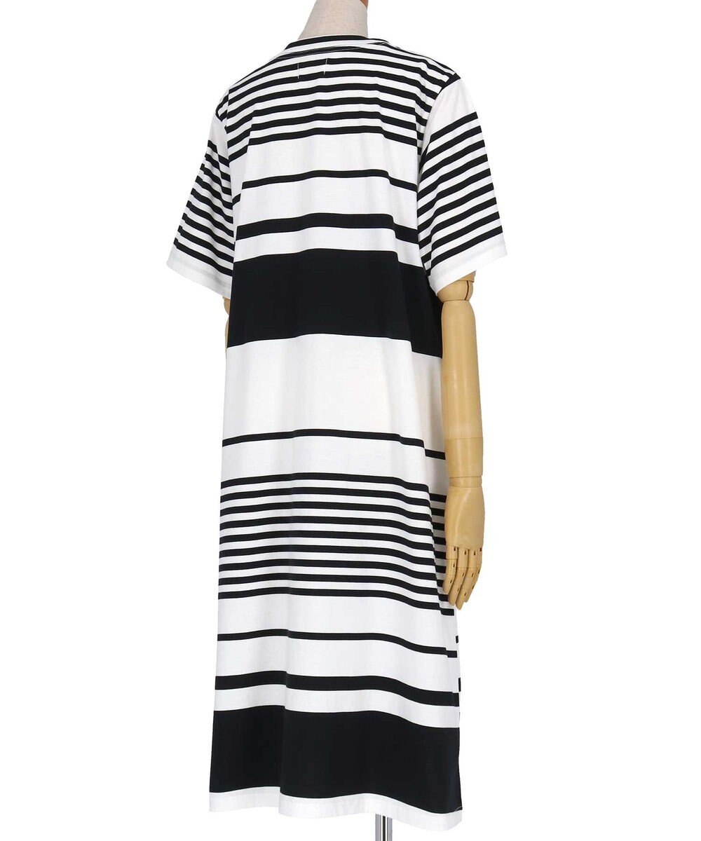 une nana cool 綿100％ ハイゲージ天竺パネルボーダー 半袖ワンピース 