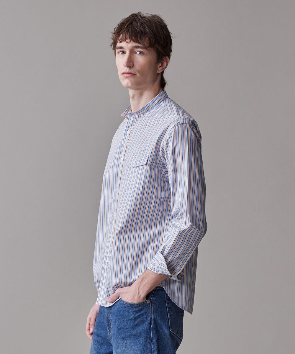 J.PRESS MEN 【SOMELOS】マルチストライプ バンドカラーシャツ 