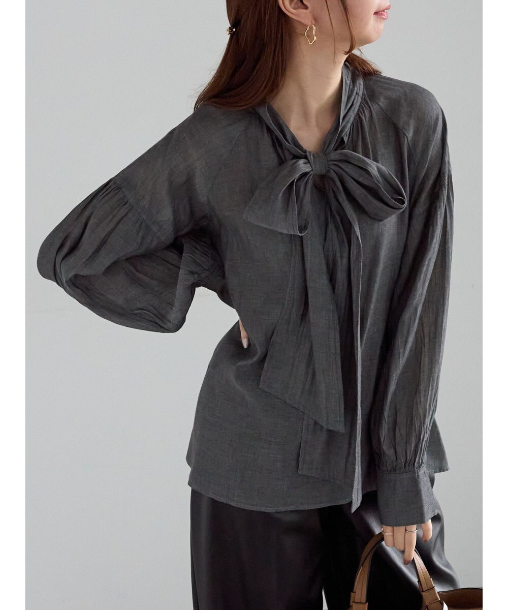 Te chichi シアーデニムボウタイブラウス 