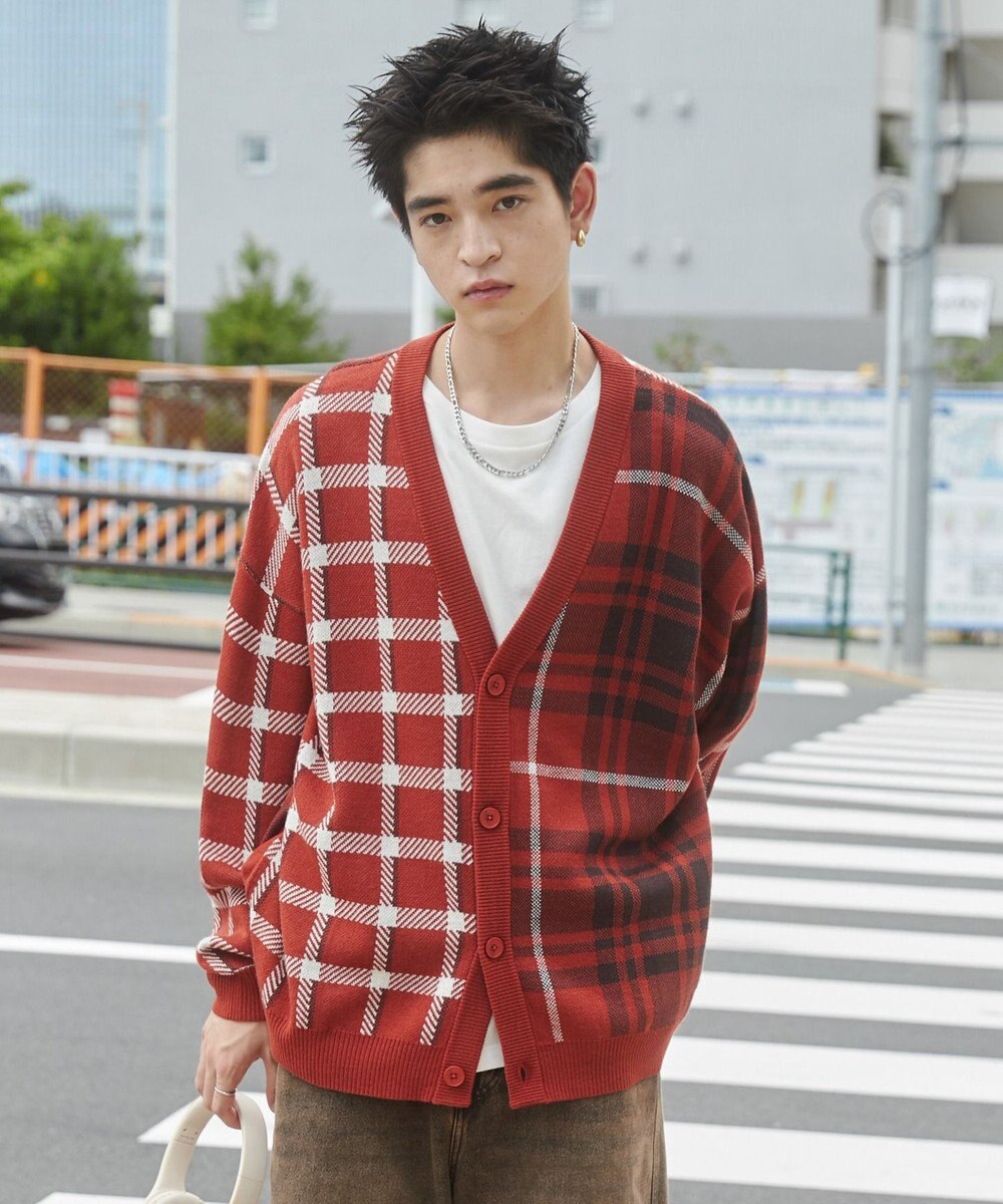 WEGO リラックスフィットパターンカーディガン 