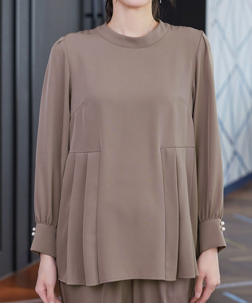 Tiaclasse 【ブラウス&パンツ2点セット】サイドプリーツブラウス×テーパードパンツ セットアップ 