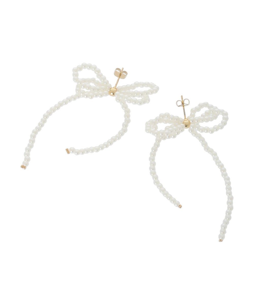 Green Parks ・ＨＡＬＦ　ＴＩＭＥ　パールダブルリボンピアス 