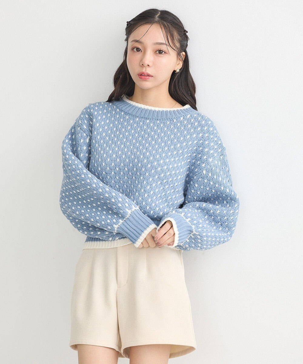 earth music&ecology ポコポコジャガードニットプルオーバー 