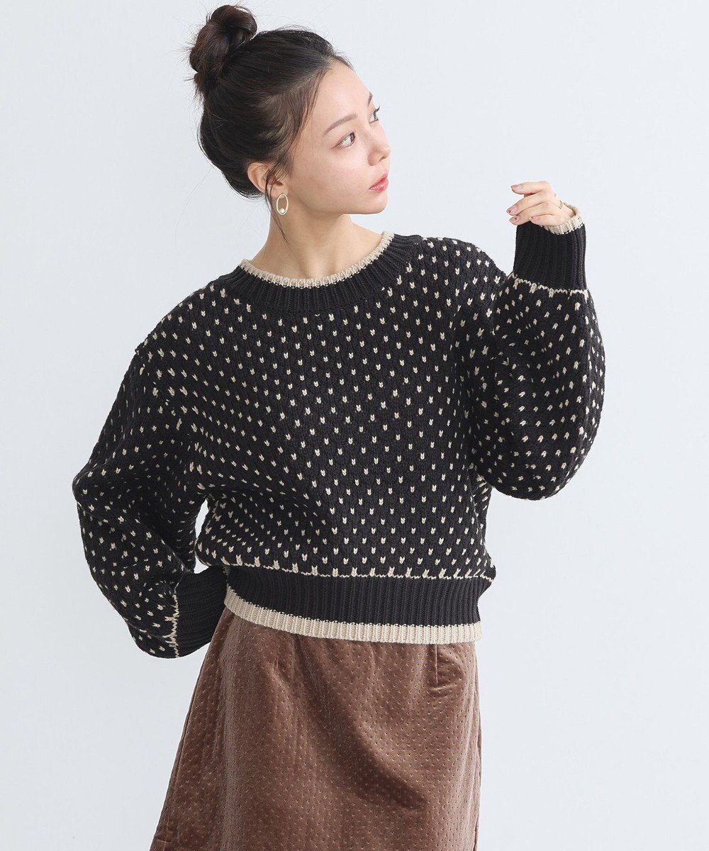 earth music&ecology ポコポコジャガードニットプルオーバー 