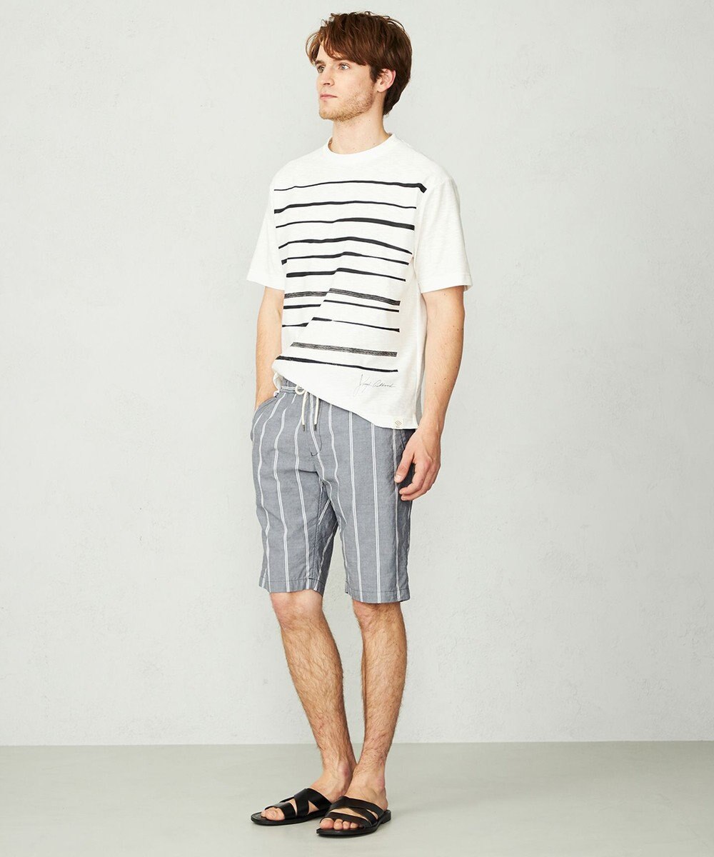 JOSEPH ABBOUD MOUNTAIN 【SPACE／UNISEX】スラブプレーティングボーダープリント Tシャツ 