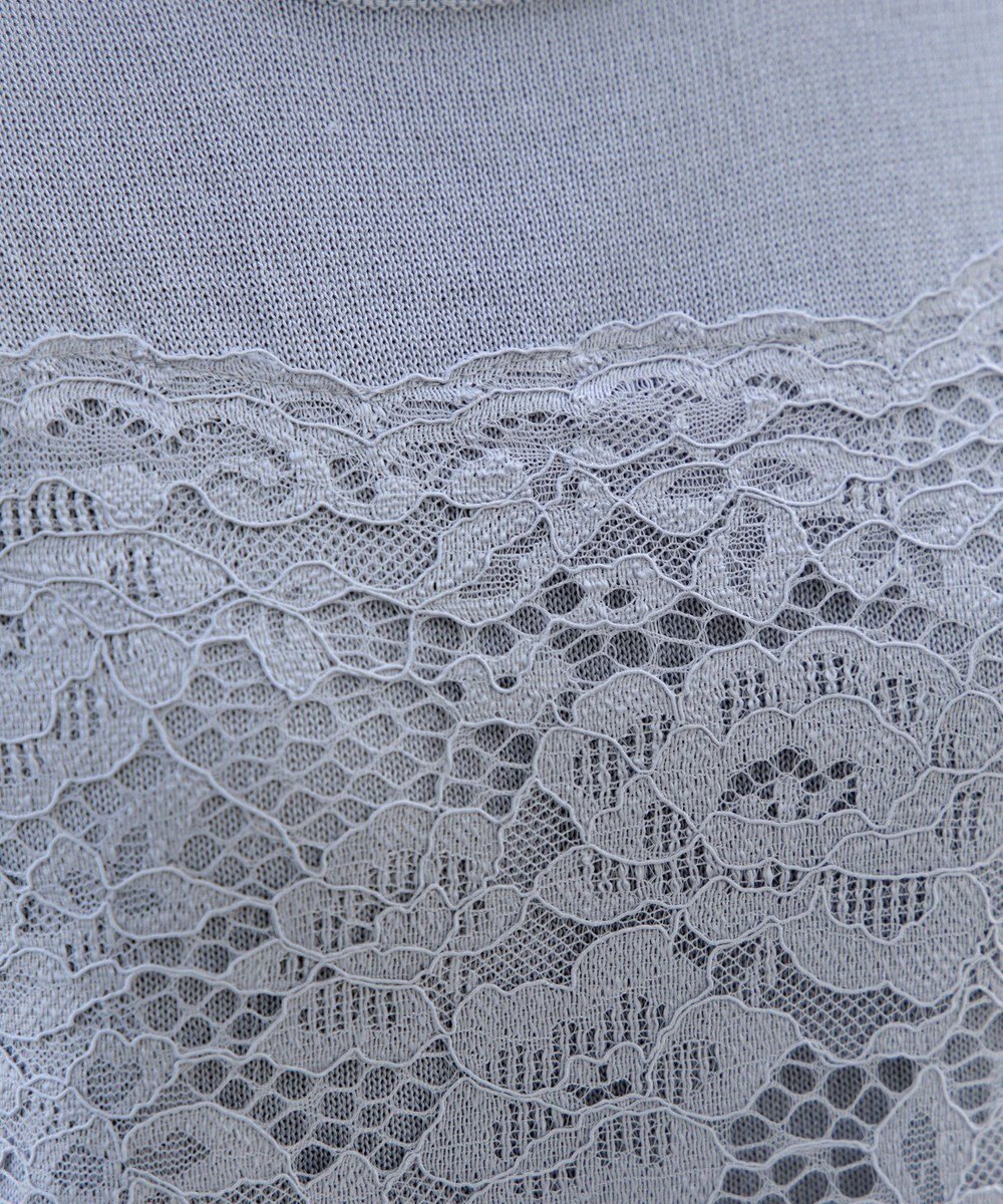 Tiaclasse L 【洗える】レースドッキングニットチュニック 