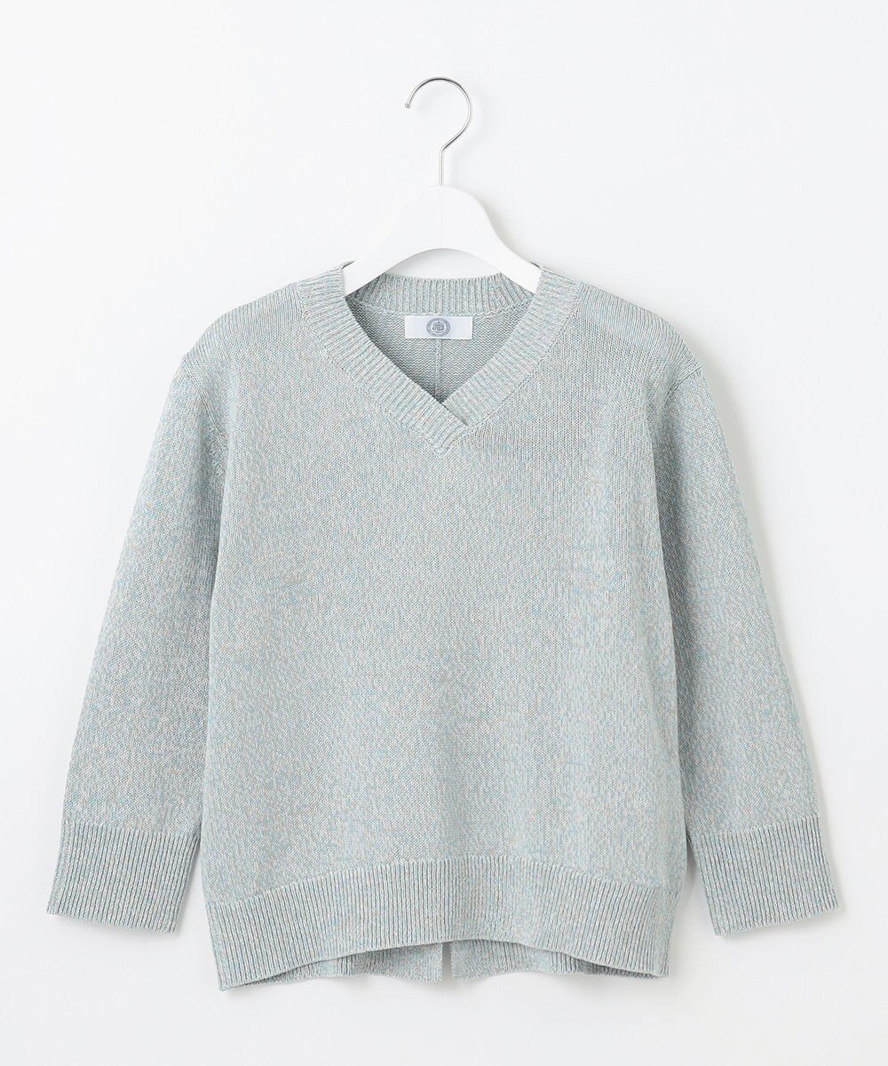 J.PRESS LADIES 【洗える】GIMA COTTON ミックスカラー Vネック ニット 
