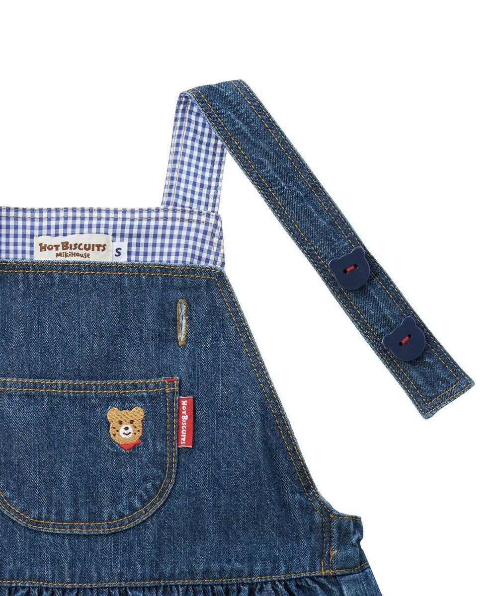 MIKI HOUSE HOT BISCUITS 【70-110cm】ワンポイント 6オンスデニム ジャンパースカート 
