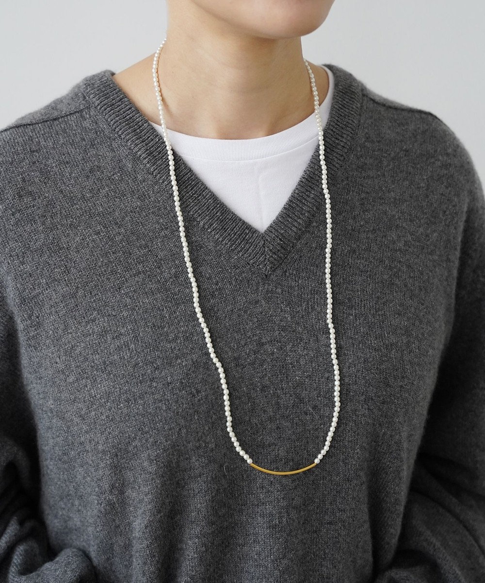 monshiro 【2WAY/ヴィンテージパール】ラインバーグラスパールロング ネックレス 