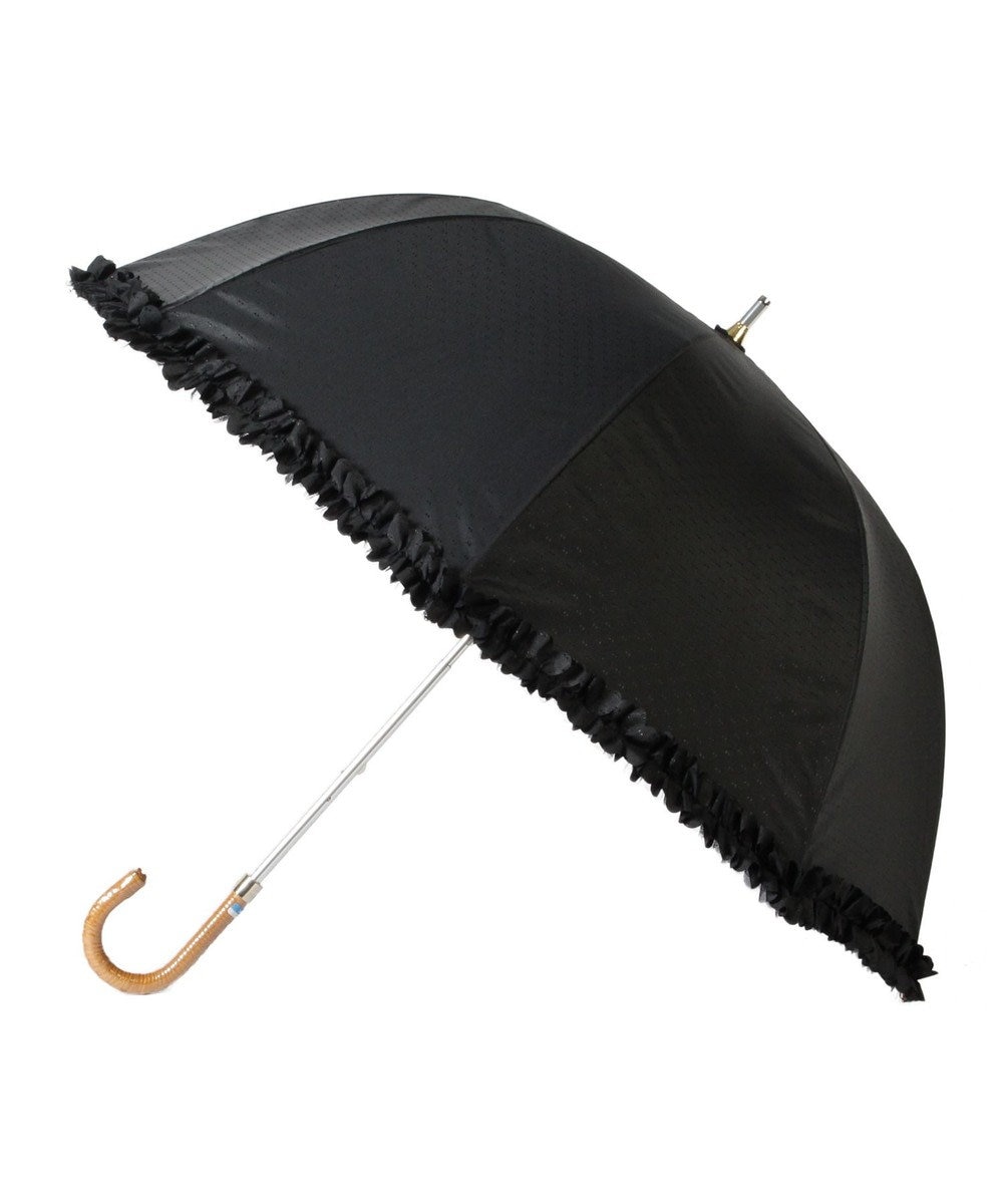ランバン オン ブルー 晴雨兼用日傘 長傘 ドビー×フリル 遮光 遮熱 UV 