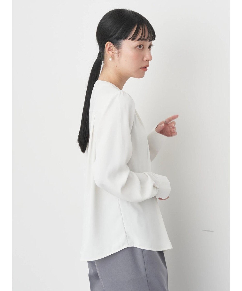 earth music&ecology ノーカラーフロントタックブラウス 