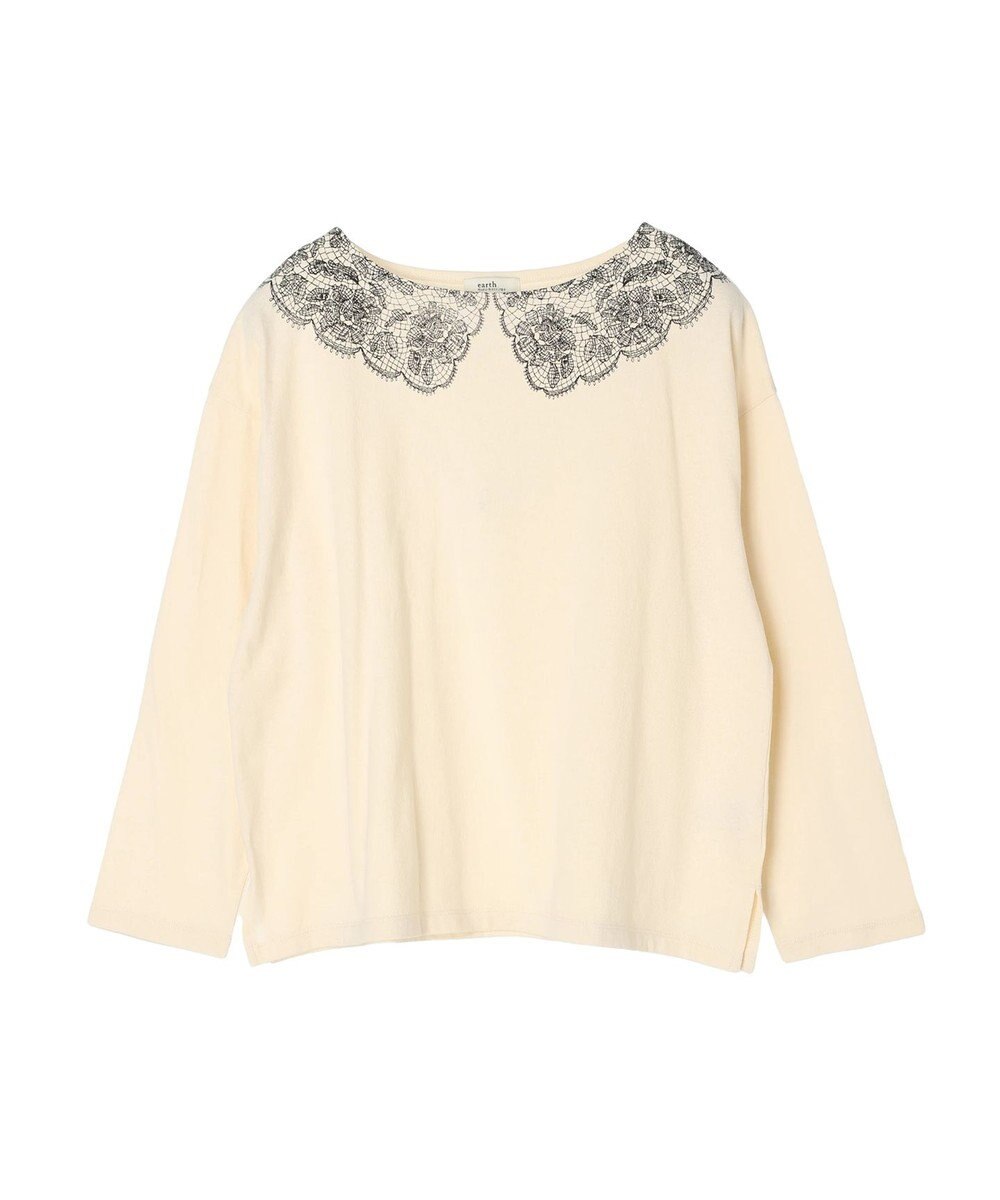 earth music&ecology レースプリントボーダープルオーバー 