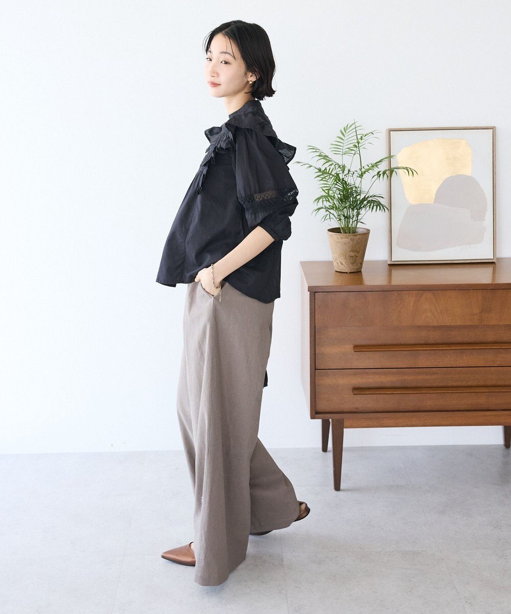 CRAFT STANDARD BOUTIQUE フリル使いマニーレースピンタックブラウス 