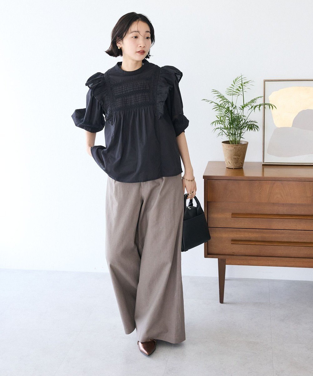 CRAFT STANDARD BOUTIQUE フリル使いマニーレースピンタックブラウス 