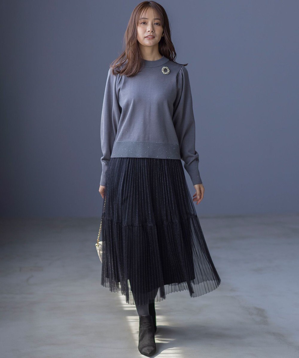 組曲 【WEB限定】ELENAスパンコールバックパール ニット 