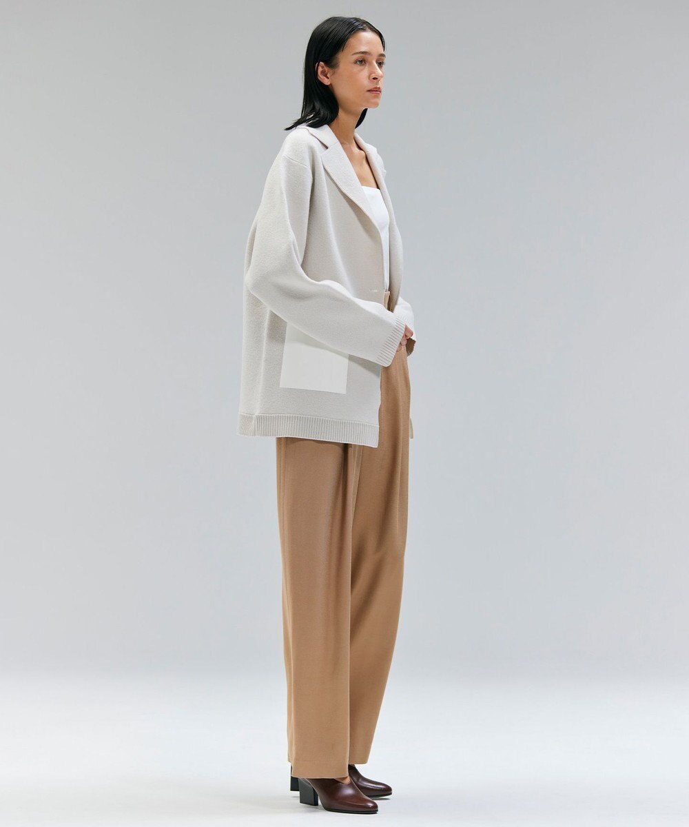 BEIGE， CHICORA / レザーポケット付きウールニットジャケット 