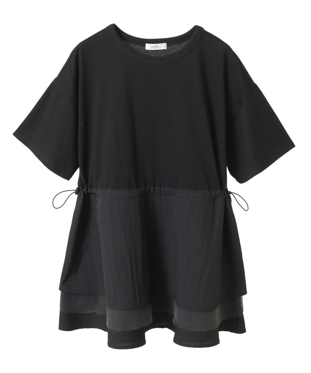 earth music&ecology 【接触冷感/洗濯機可】異素材ドッキングドロストチュニック 