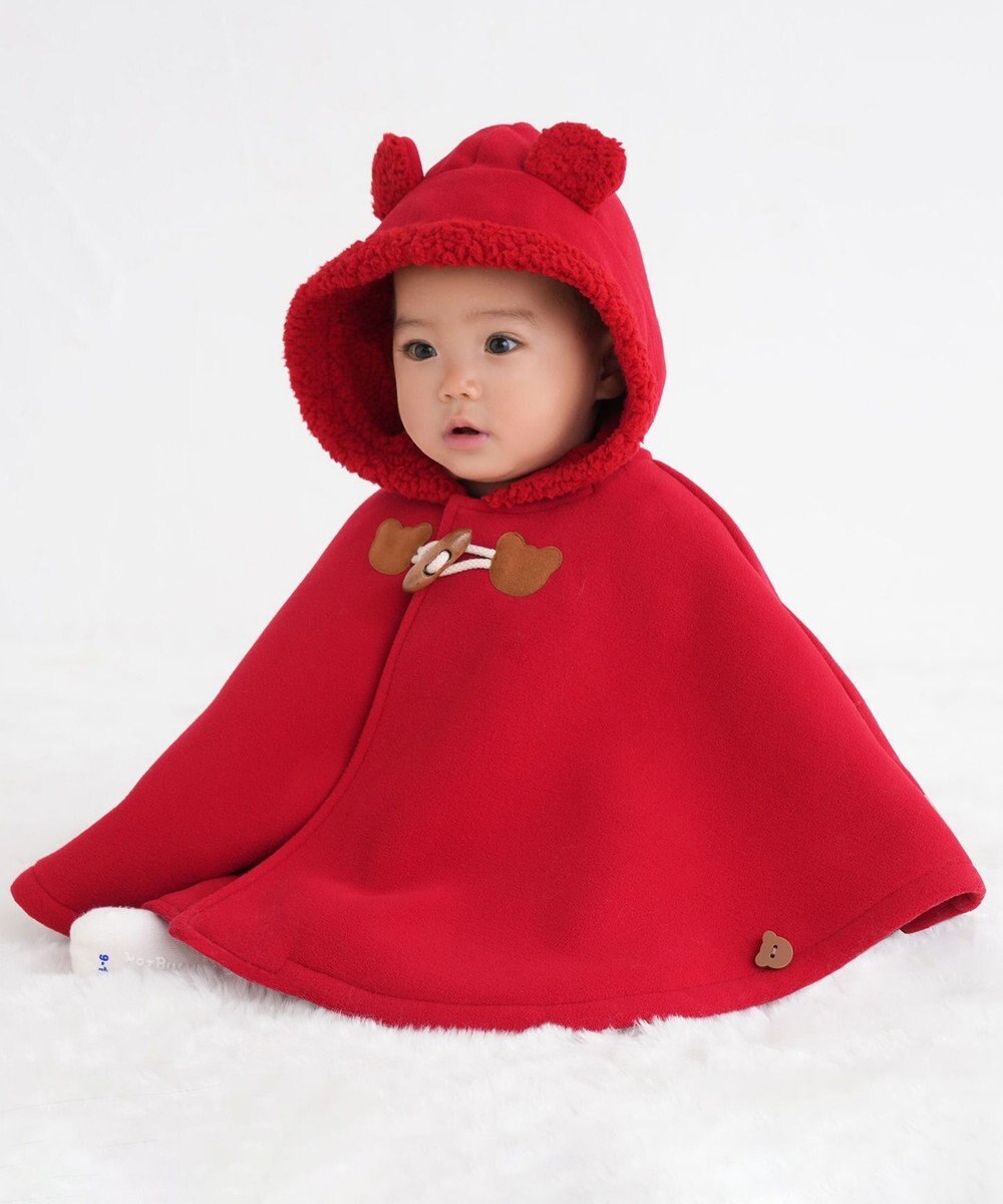 MIKI HOUSE HOT BISCUITS お耳付きボアフリース ダッフルマントギフトセット【BOX付き】 