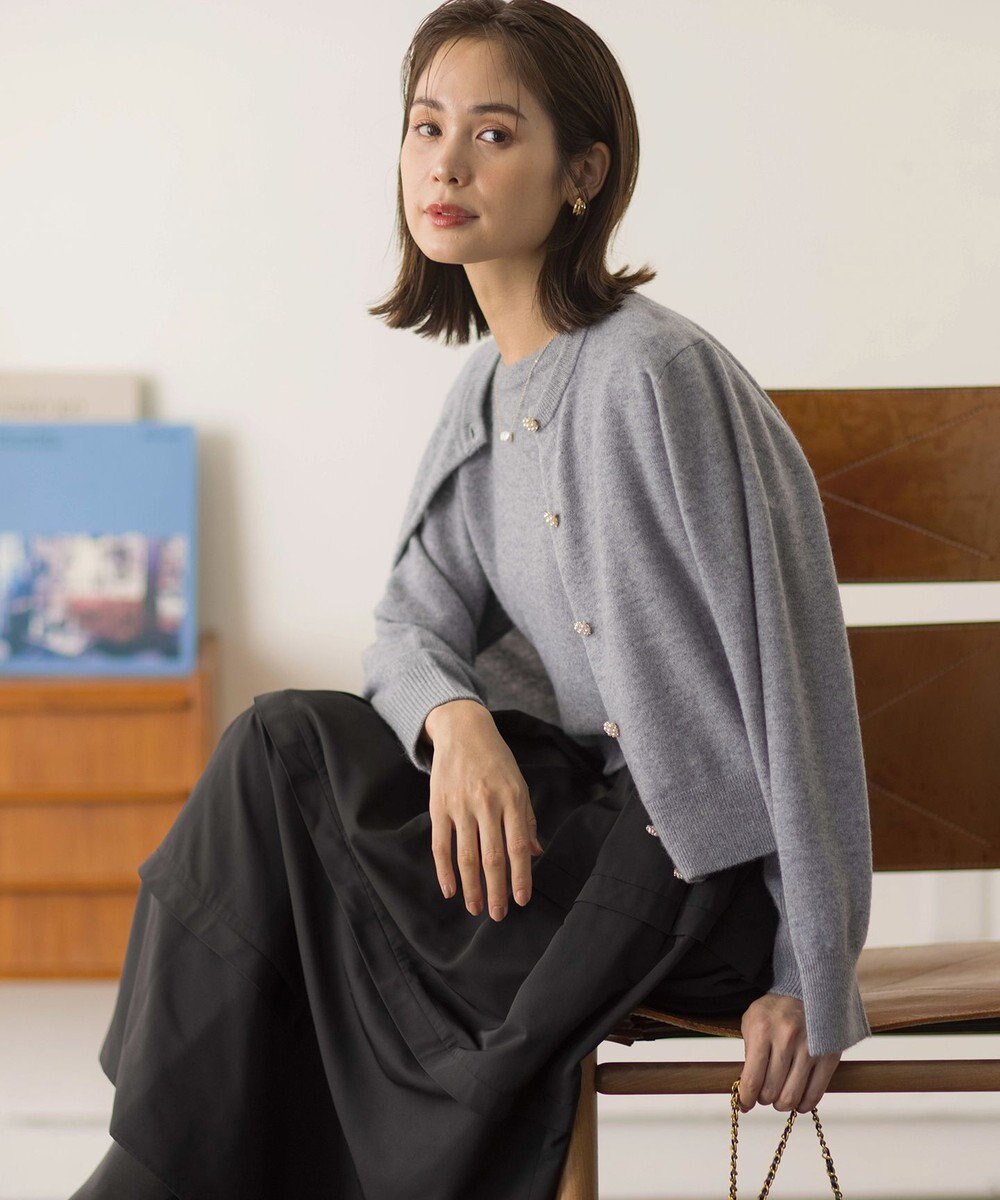 組曲 L 【アンサンブル対応可】ピュアカシミヤクロップド丈ニット 