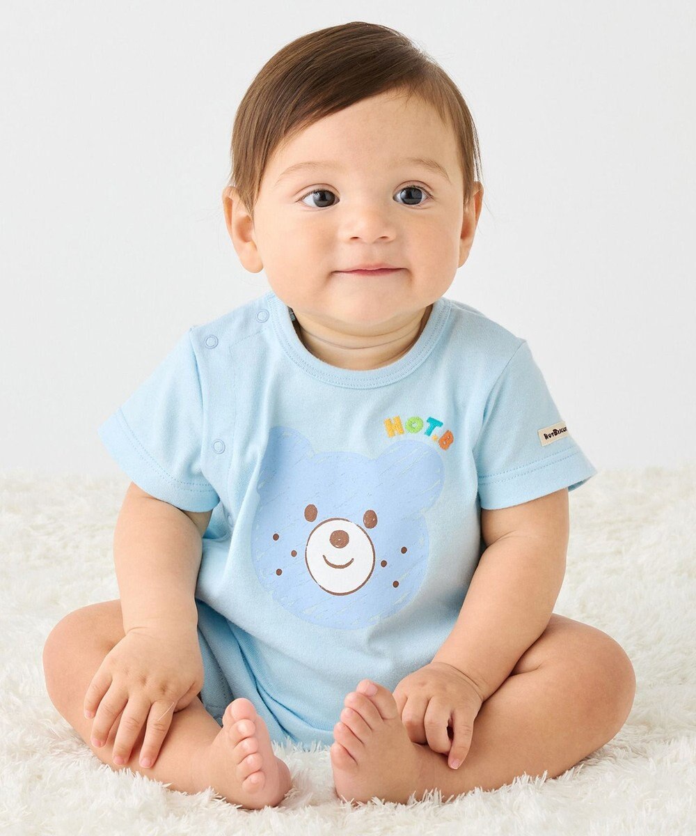 MIKI HOUSE HOT BISCUITS 【70-80cm】カラフルビーンズ フェイスプリント ショートオール 