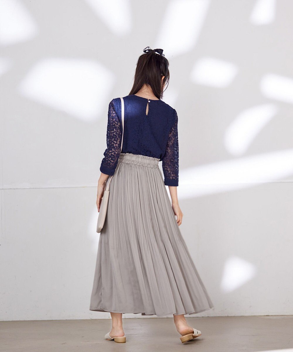 Tiaclasse 【洗える】ギャザーネックレースブラウス 