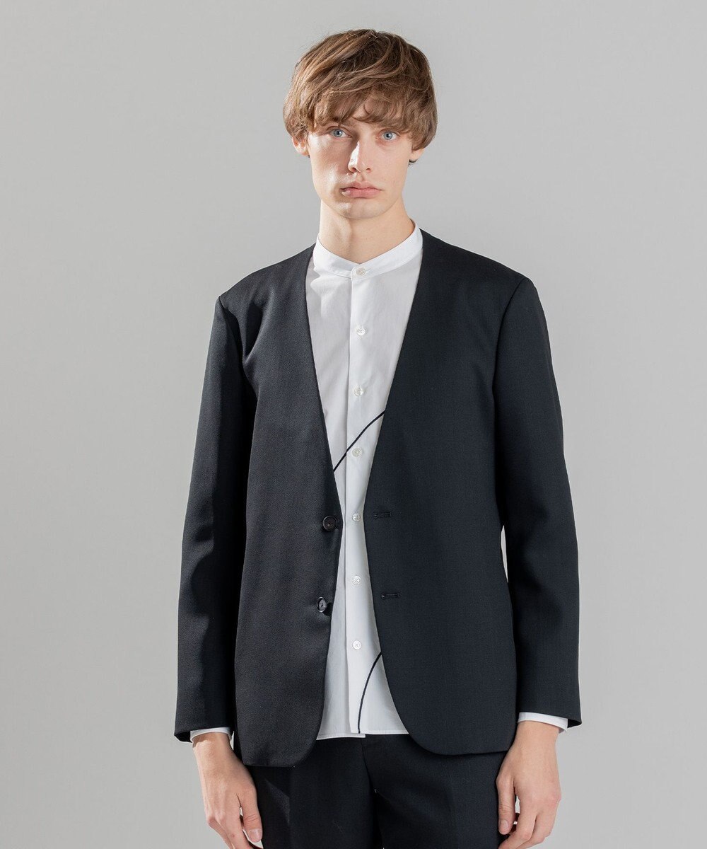 JOSEPH HOMME 【洗えるWOOLセットアップ】ウーステッドバラシャ　ノーカラージャケット 