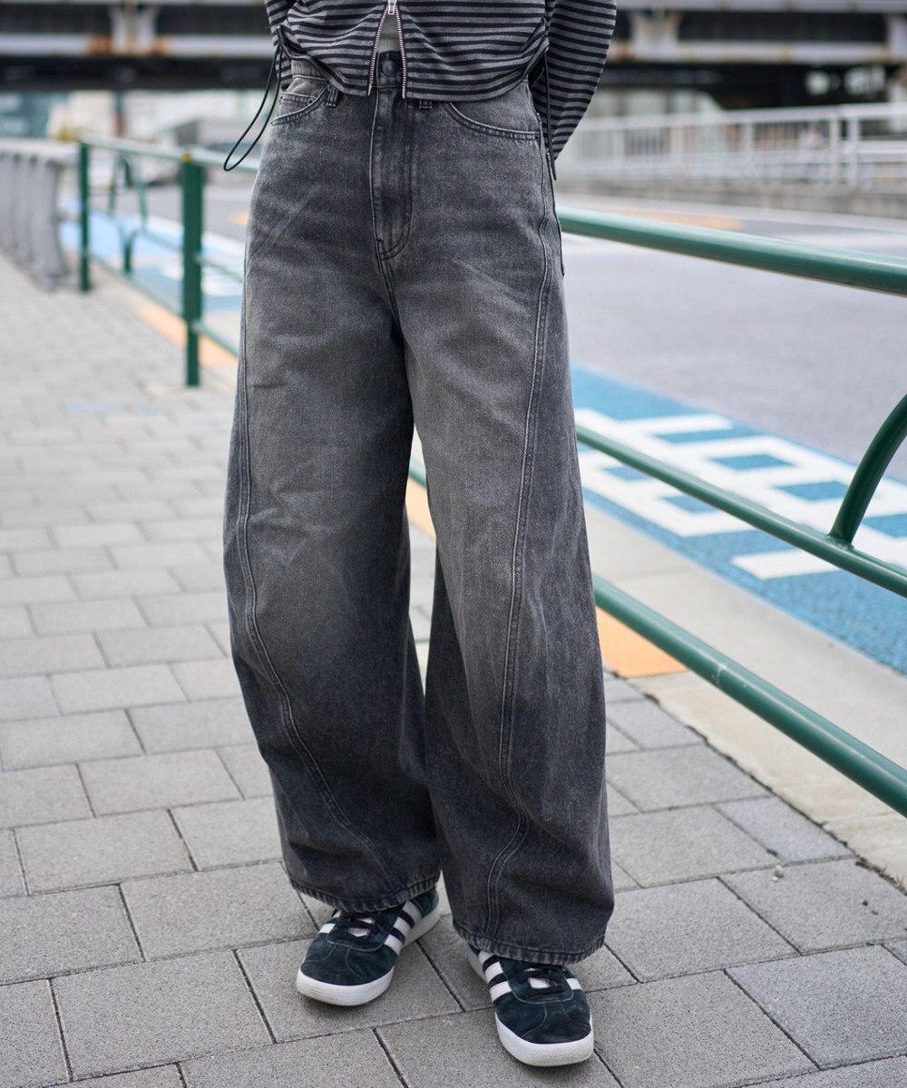 WEGO 【ユニセックス着用ITEM/SMLサイズ展開】カバーフィットバルーンデニムパンツ 