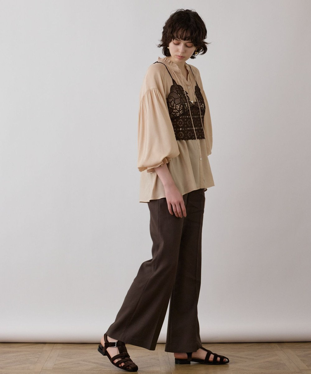 GRACE CONTINENTAL リネンサテンフレアパンツ 