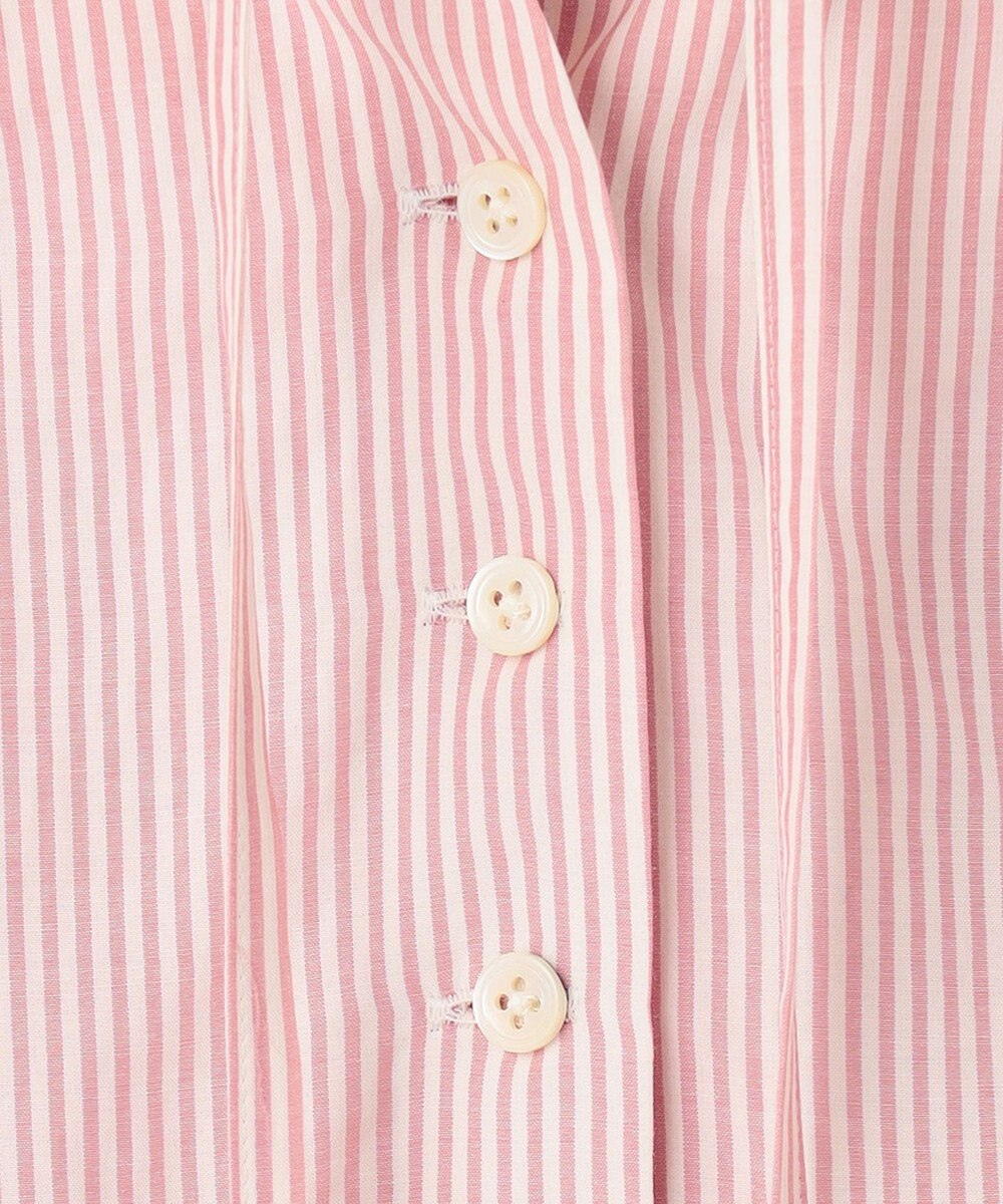 J.PRESS LADIES 【洗える】コットンアセVis ストライプ ギャザー ブラウス 