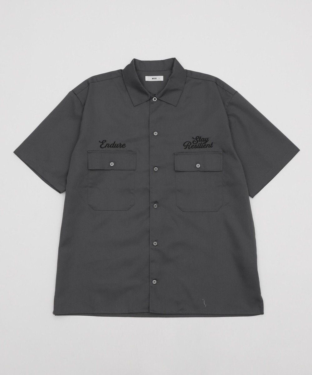 WEGO 【ユニセックス着用ITEM】刺繍ロゴツイルワークシャツ 