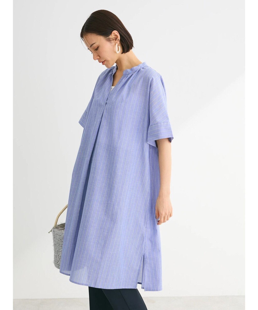 Green Parks 綿麻混スキッパーミニワンピース 