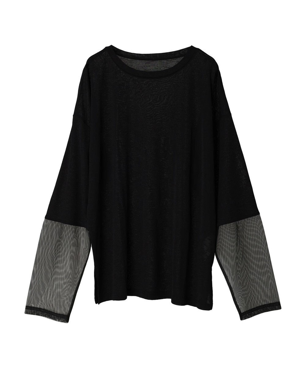 Green Parks 袖チュールドッキングシアープルオーバー 